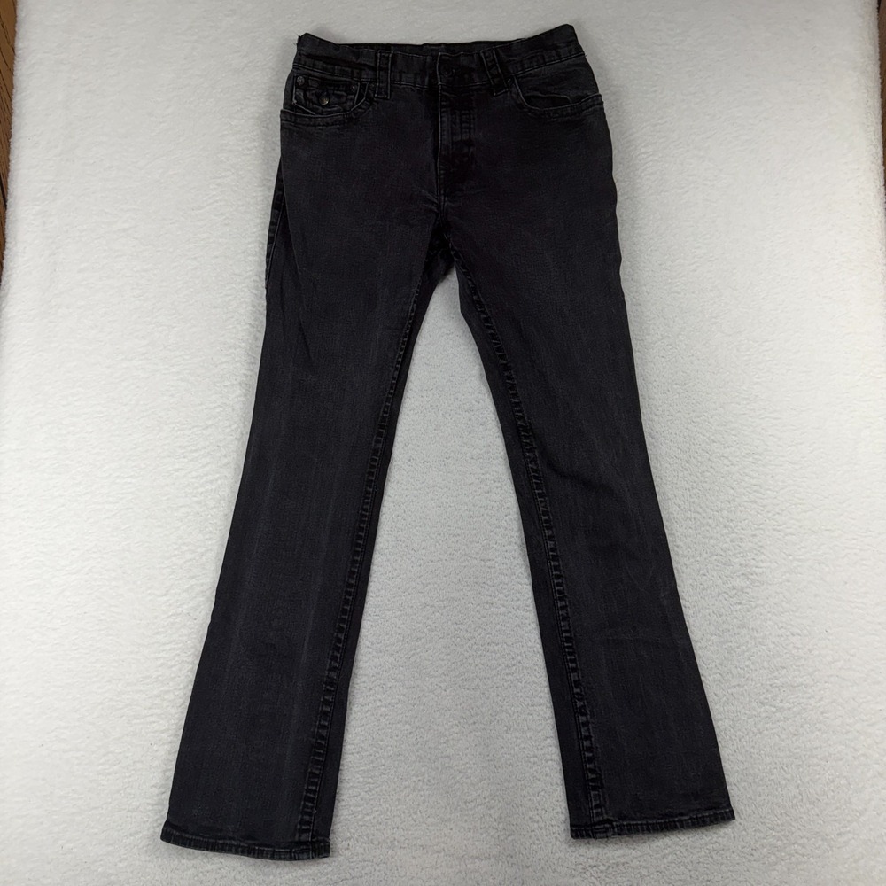 True Religion Jeans Mens 33 (Fits 31x31.5) Black Ricky Relaxed Flap Pockets Y2K